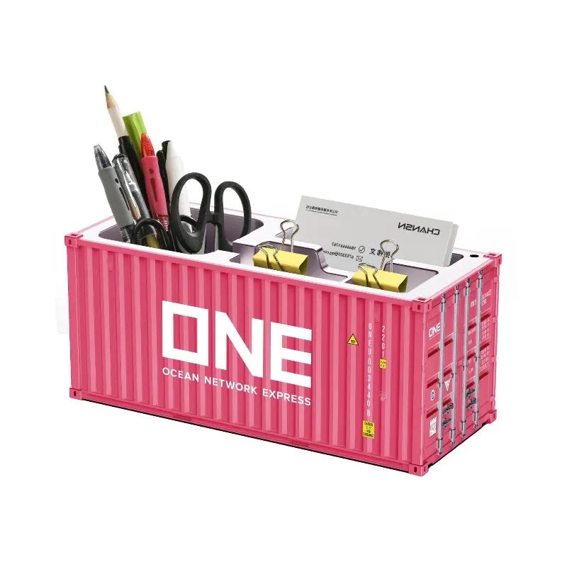 Porte-stylos design conteneur maritime – Rangement de bureau industriel – vue 7 | Les Secrets de Léa