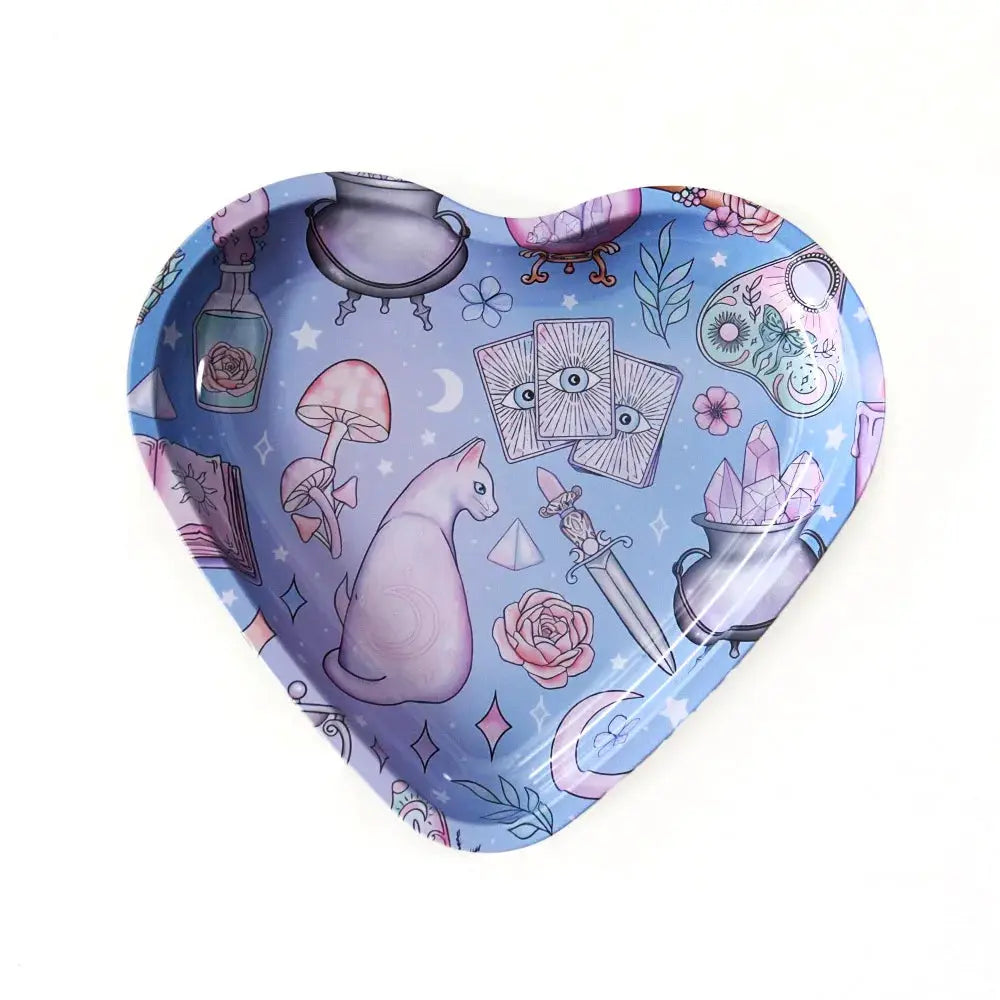 Plateau roulant en métal pour tabac – Forme coeur – 16.5x18 cm