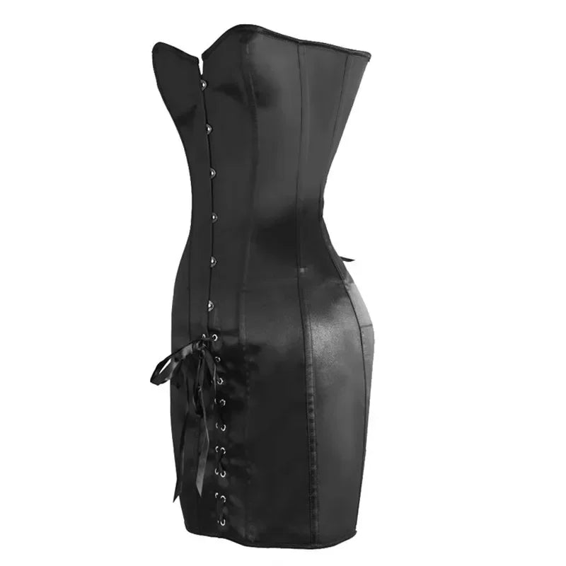 Satin Lace-Up Overbust Corset Gothic Style – Plus Size