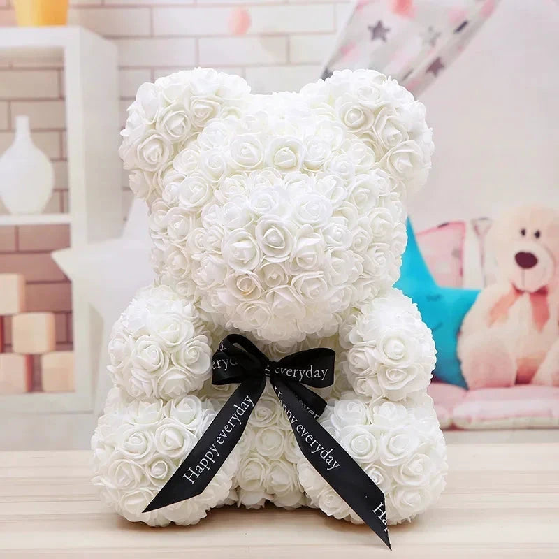 Ourson en roses éternelles avec boîte – 40 cm - LSDLBoutique
