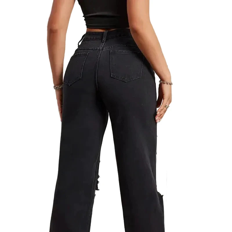 Jeans droits imprimés et déchirés – 2025 New Style - LSDLBoutique
