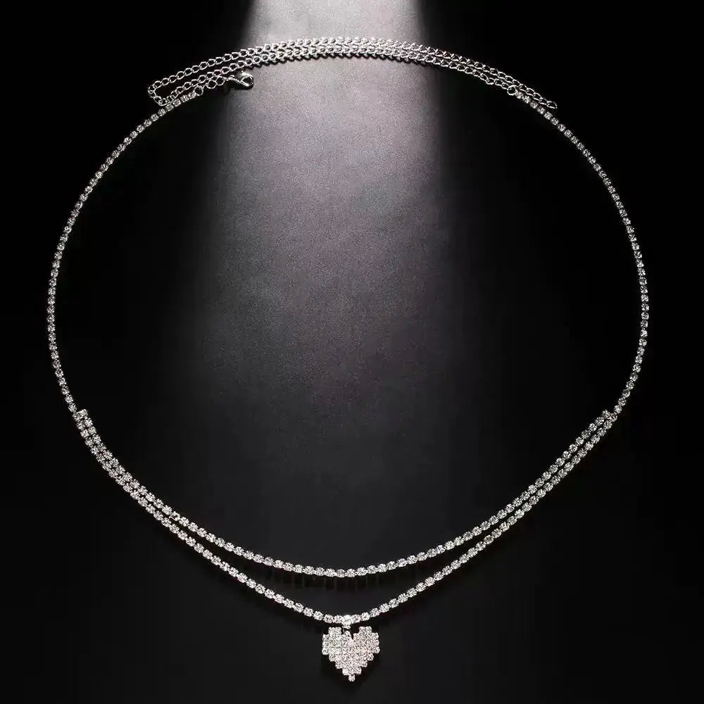 Chaîne de taille double rangée avec cristaux goutte d'eau - LSDLBoutique