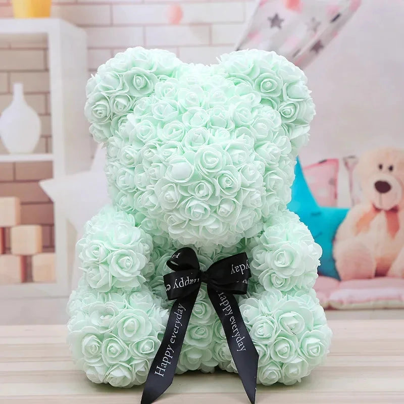 Ourson en roses éternelles avec boîte – 40 cm - LSDLBoutique