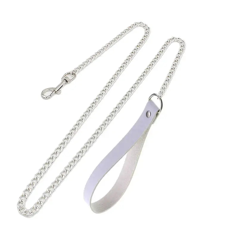 Collier ras du cou gothique en PU cuir avec chaîne argentée et anneau, accessoire BDSM.