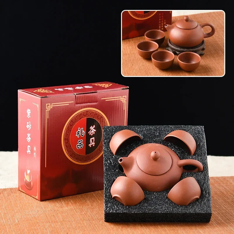 Kung Fu Ceramic Tea Set – 1 Teapot and 4 Cups