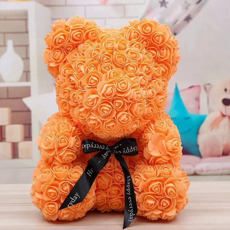 Ourson en roses éternelles avec boîte – 40 cm - LSDLBoutique