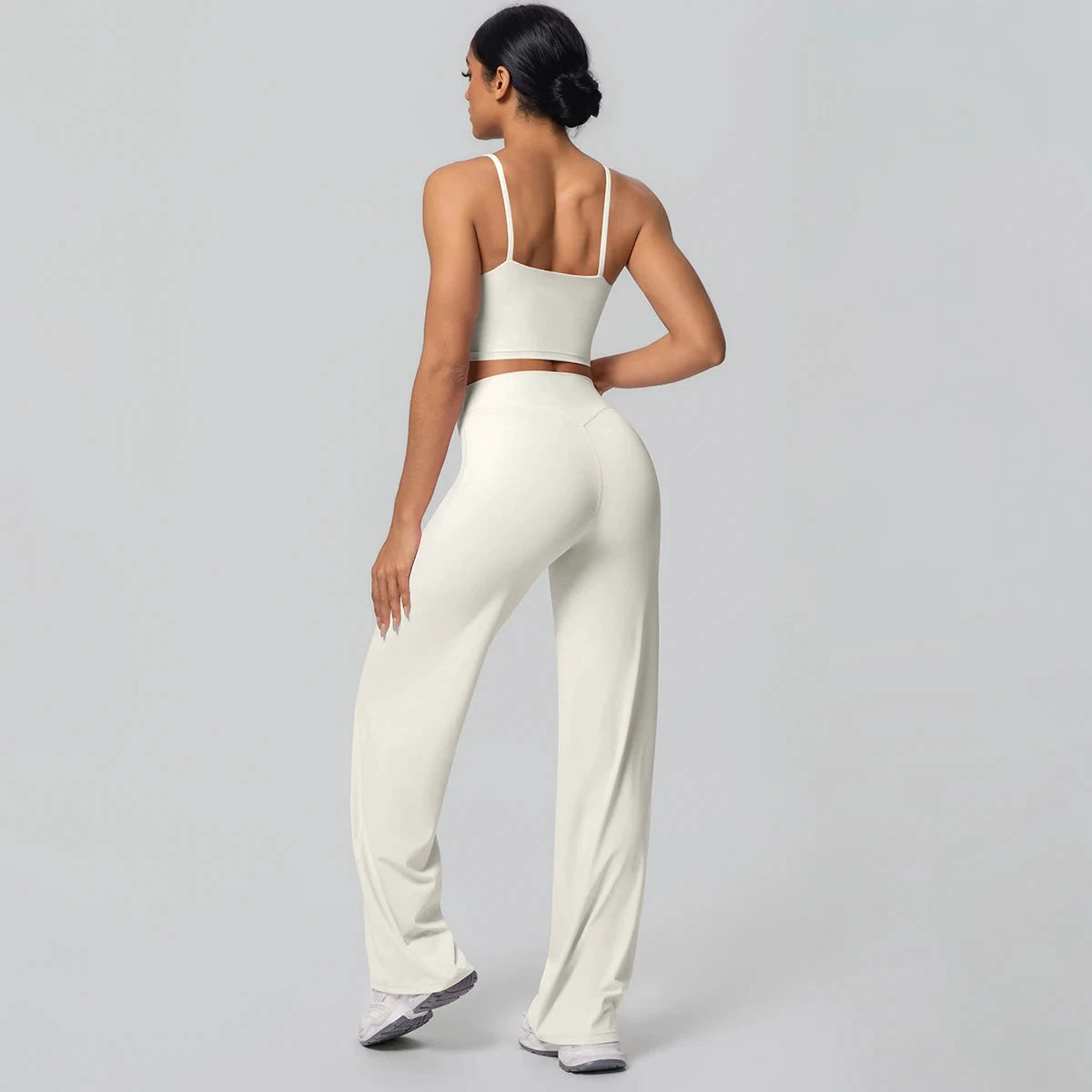 Women's Backless Sports Top and High-Waisted Pants Set