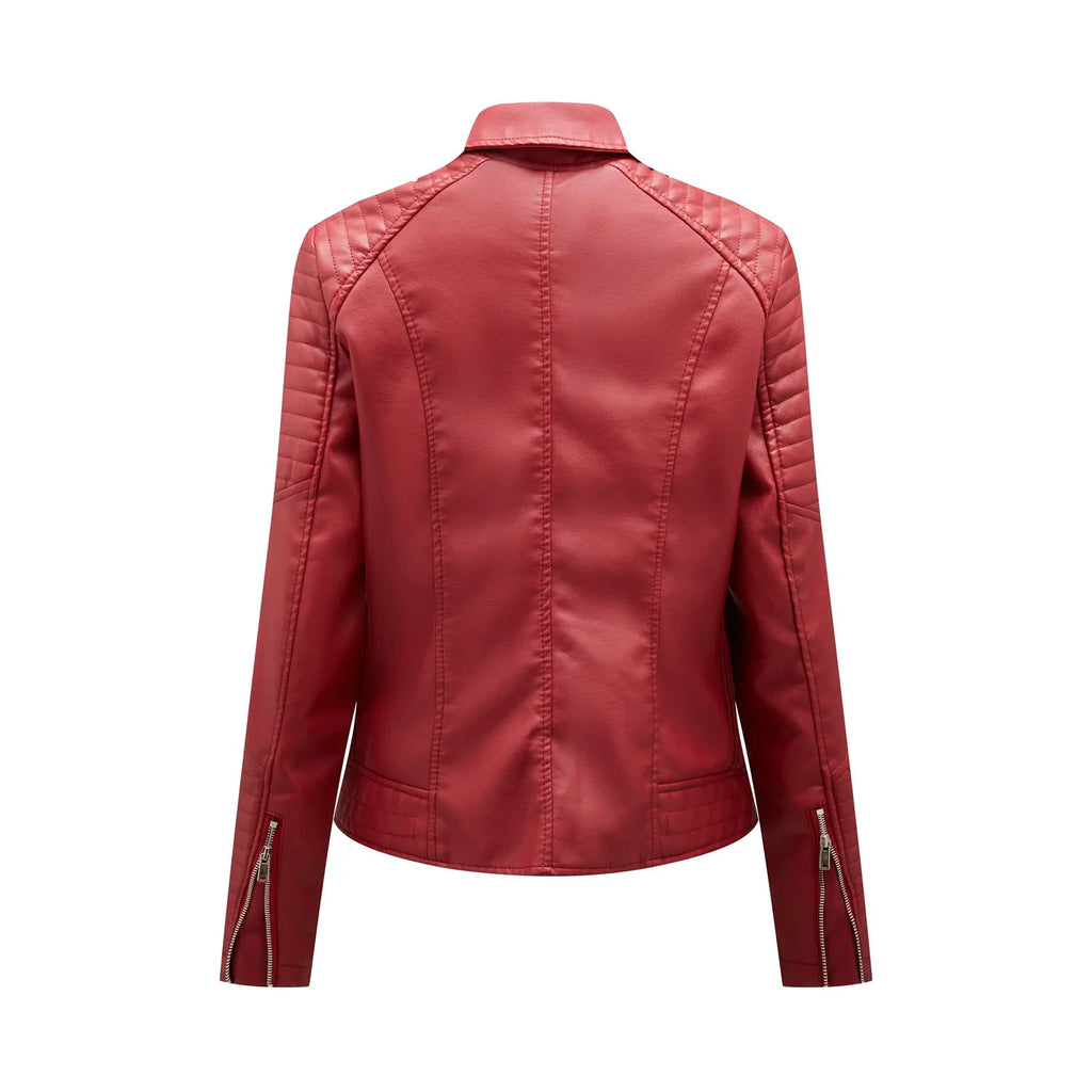 Veste Courte en Cuir Femme – Style Moto