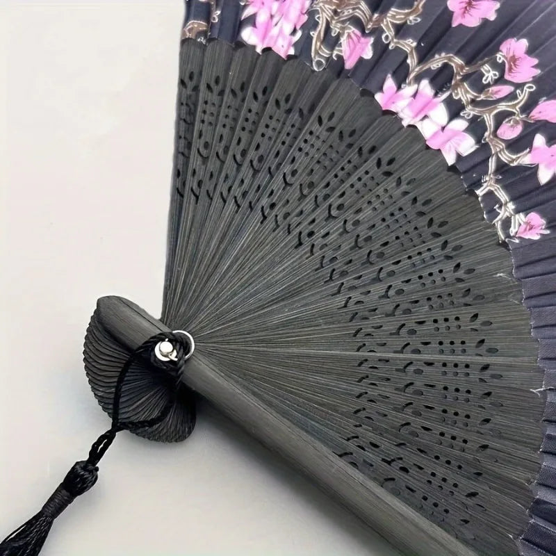 Paper Fan with Cherry Blossom Pattern – Vintage Floral Cherry Blossom Fan