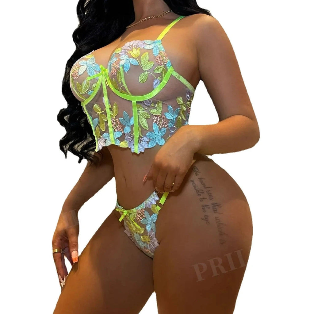 Les Secrets de Léa – Ensemble Lingerie Florale Broderie – Pimpy - LSDLBoutique
