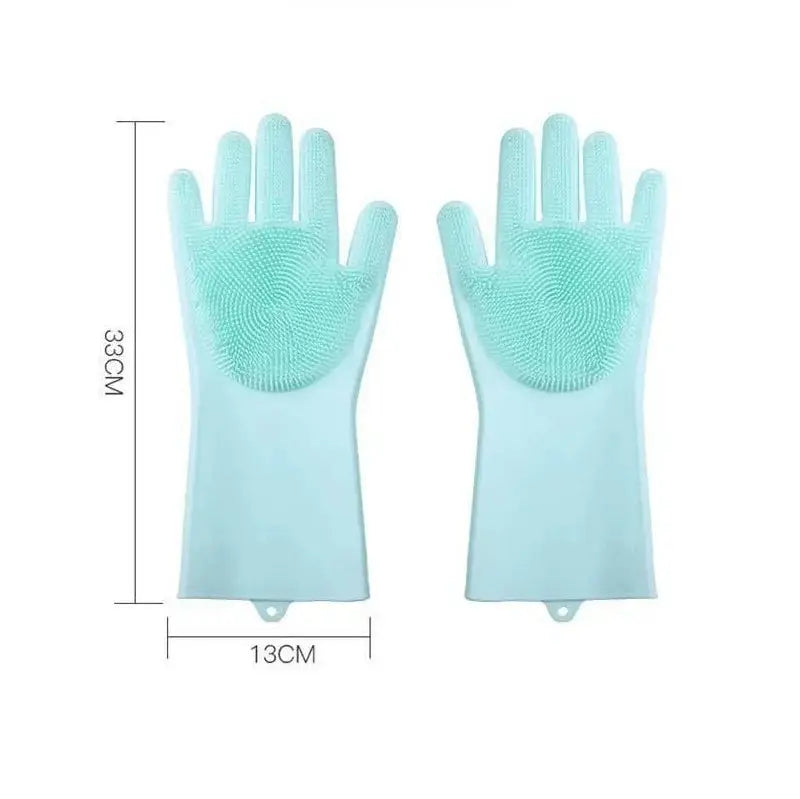 Gants de toilettage en silicone bleu clair pour chien et chat, 2 pièces, paume et doigts texturés