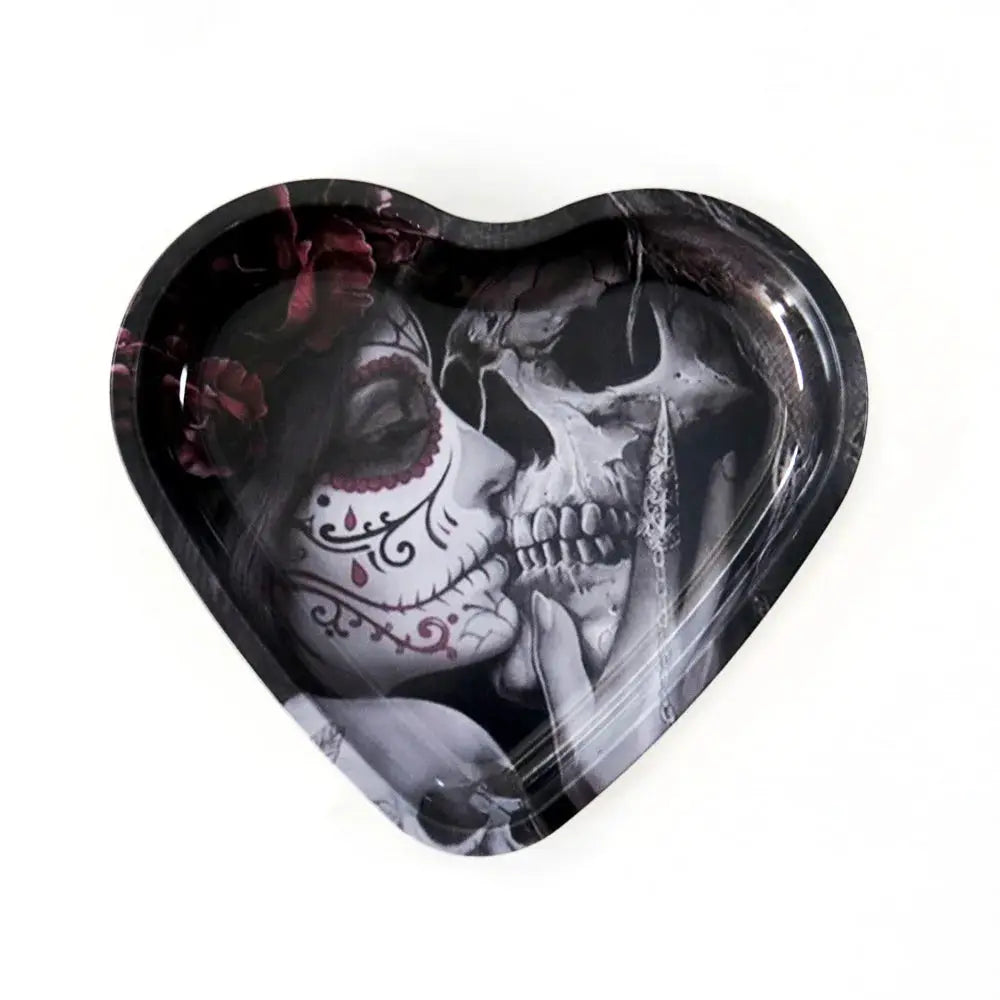 Plateau roulant en métal pour tabac – Forme coeur – 16.5x18 cm