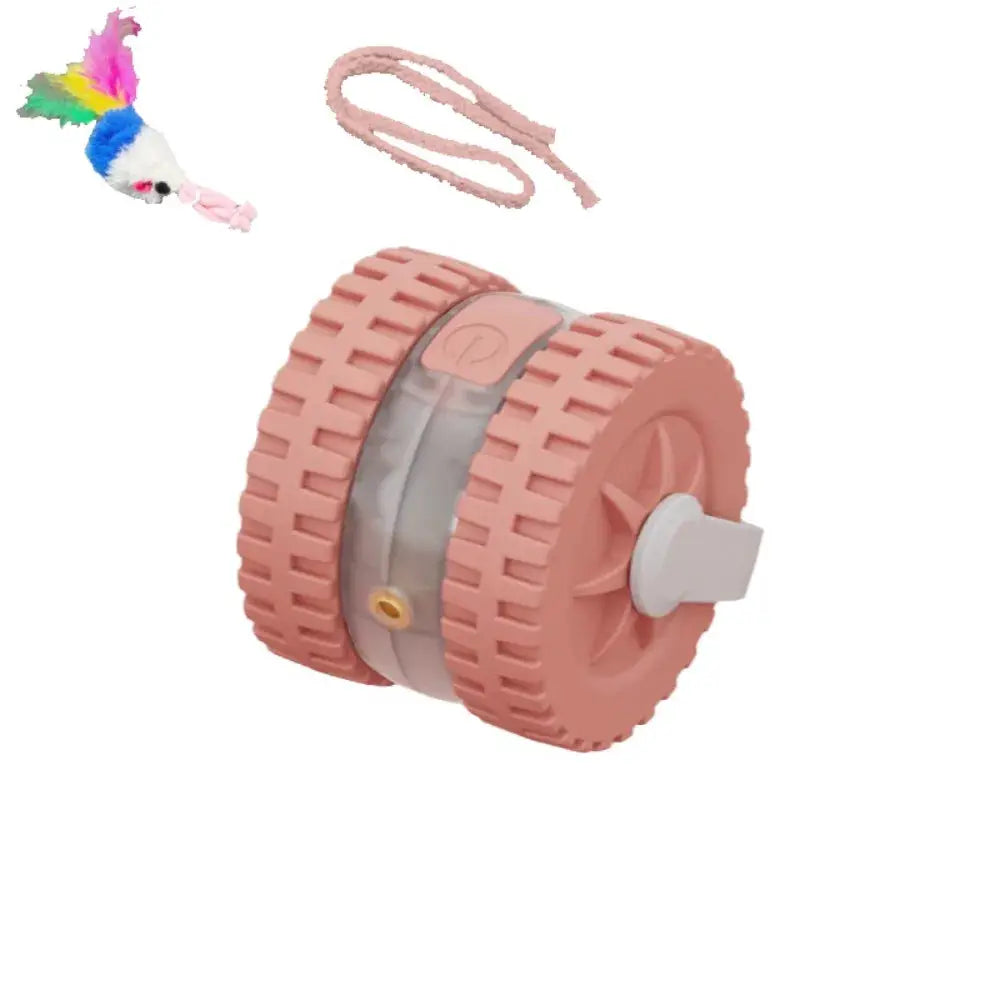 Jouet pour chat automatique rose en roue crantée, câble USB et souris en peluche LSDLBoutique