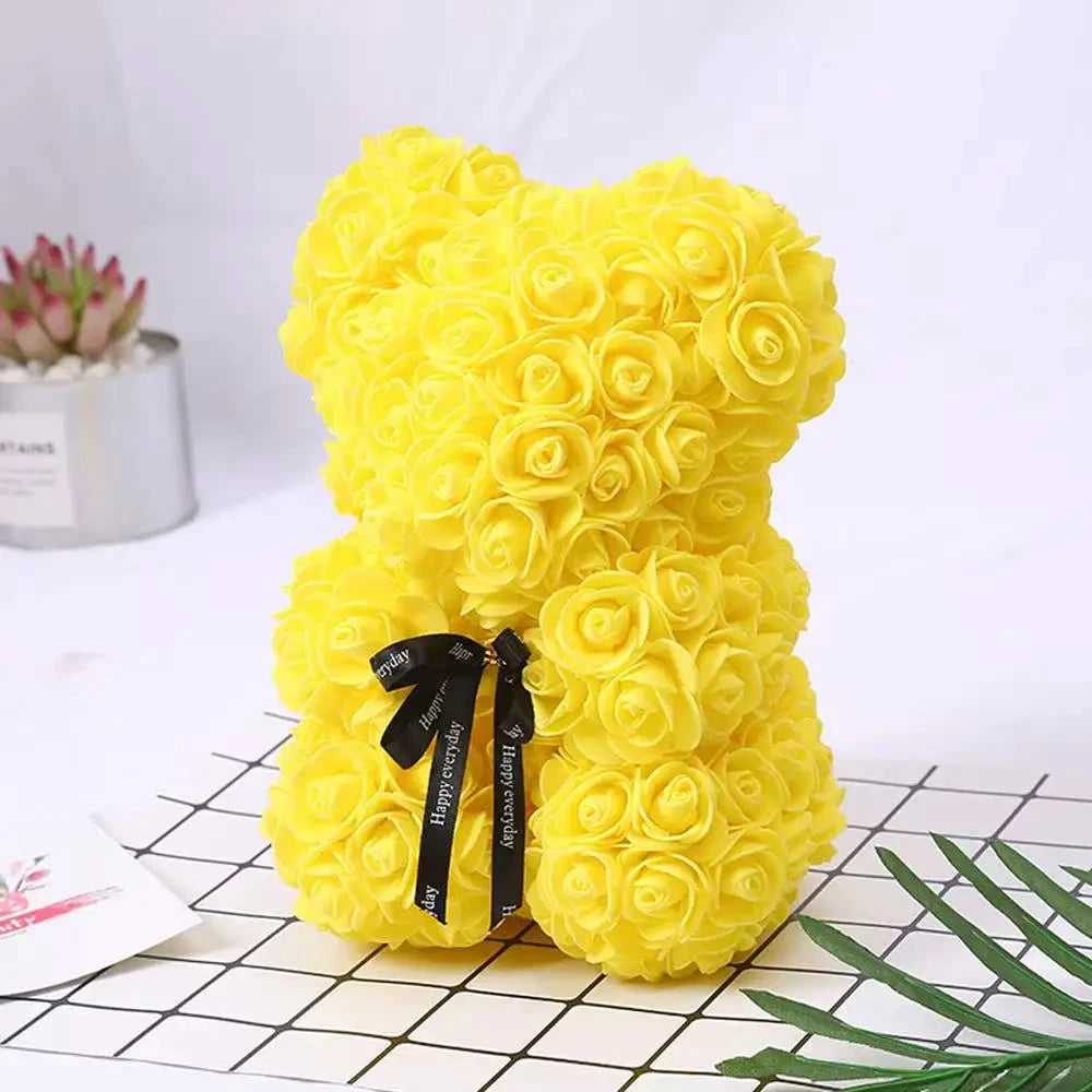 Ourson en roses éternelles avec boîte – 25 cm - LSDLBoutique