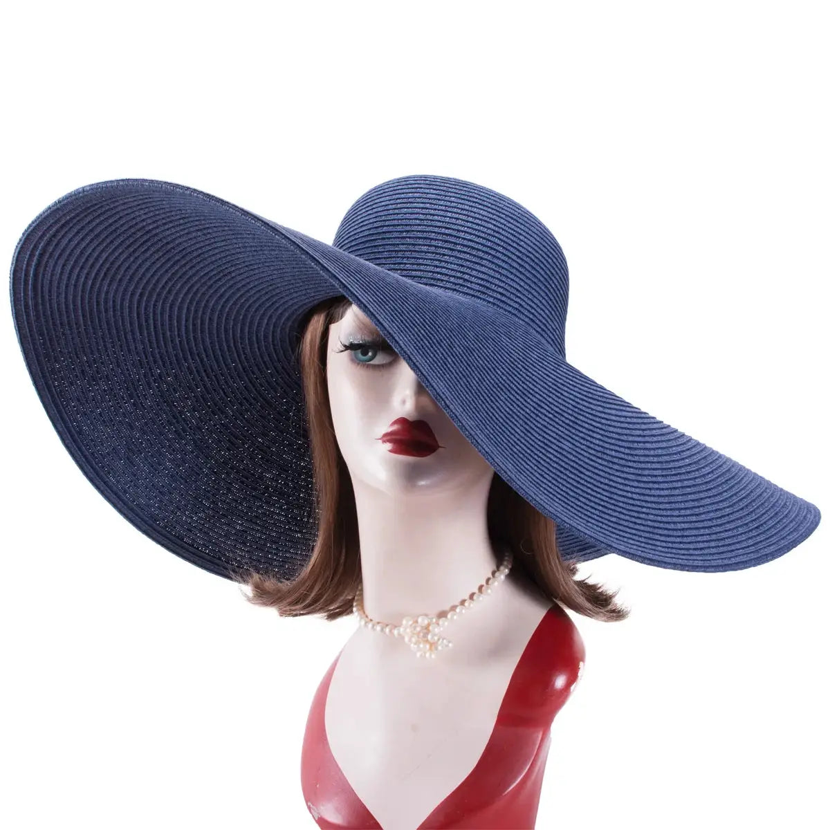 Chapeau de paille bleu pliable à large bord – Lawliet A330