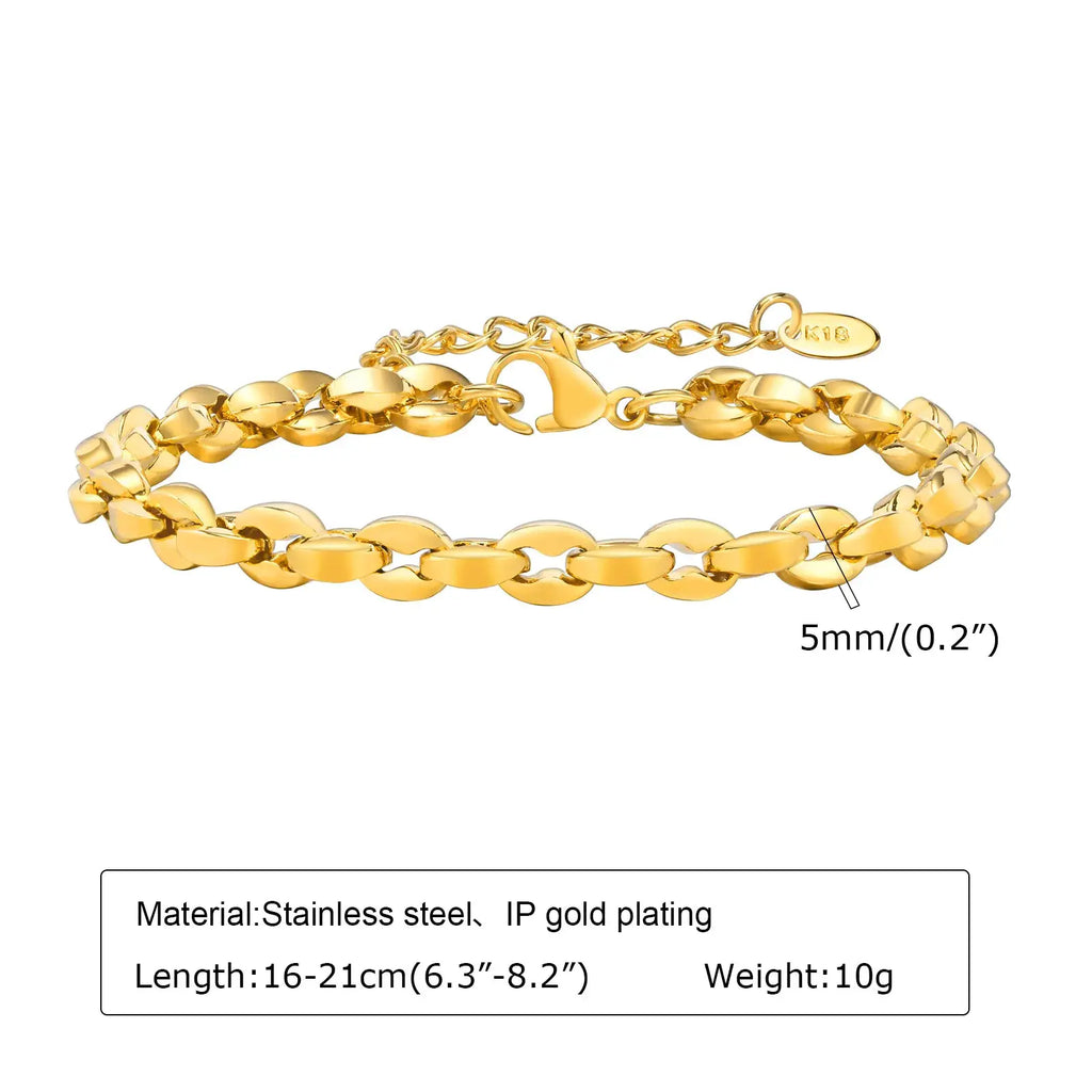 Bracelet trombone réglable en acier inoxydable doré IP par LSDLBoutique, longueur 16–21 cm