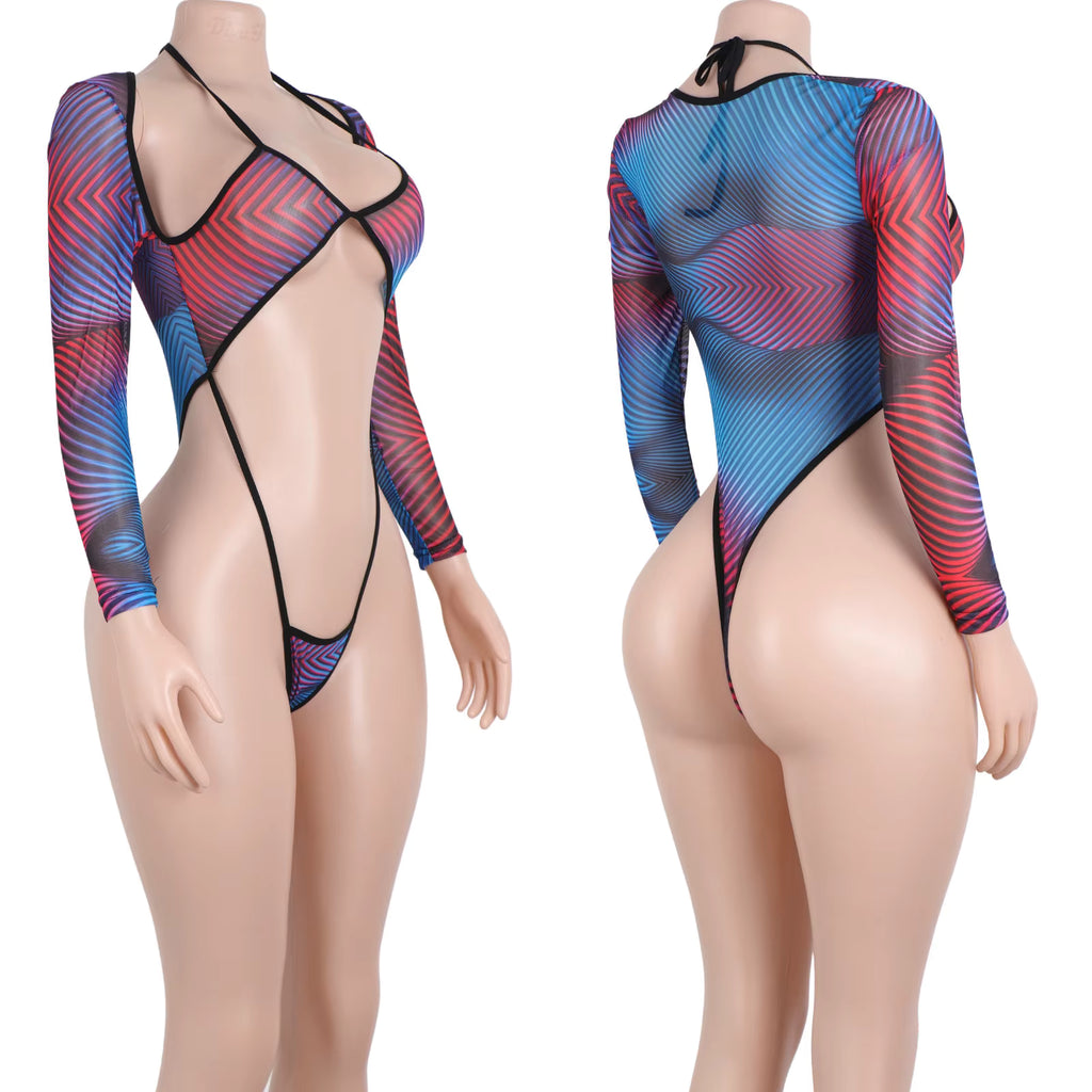 Les Secrets de Léa – Body en résille couture multicolore – Skully – vue 8