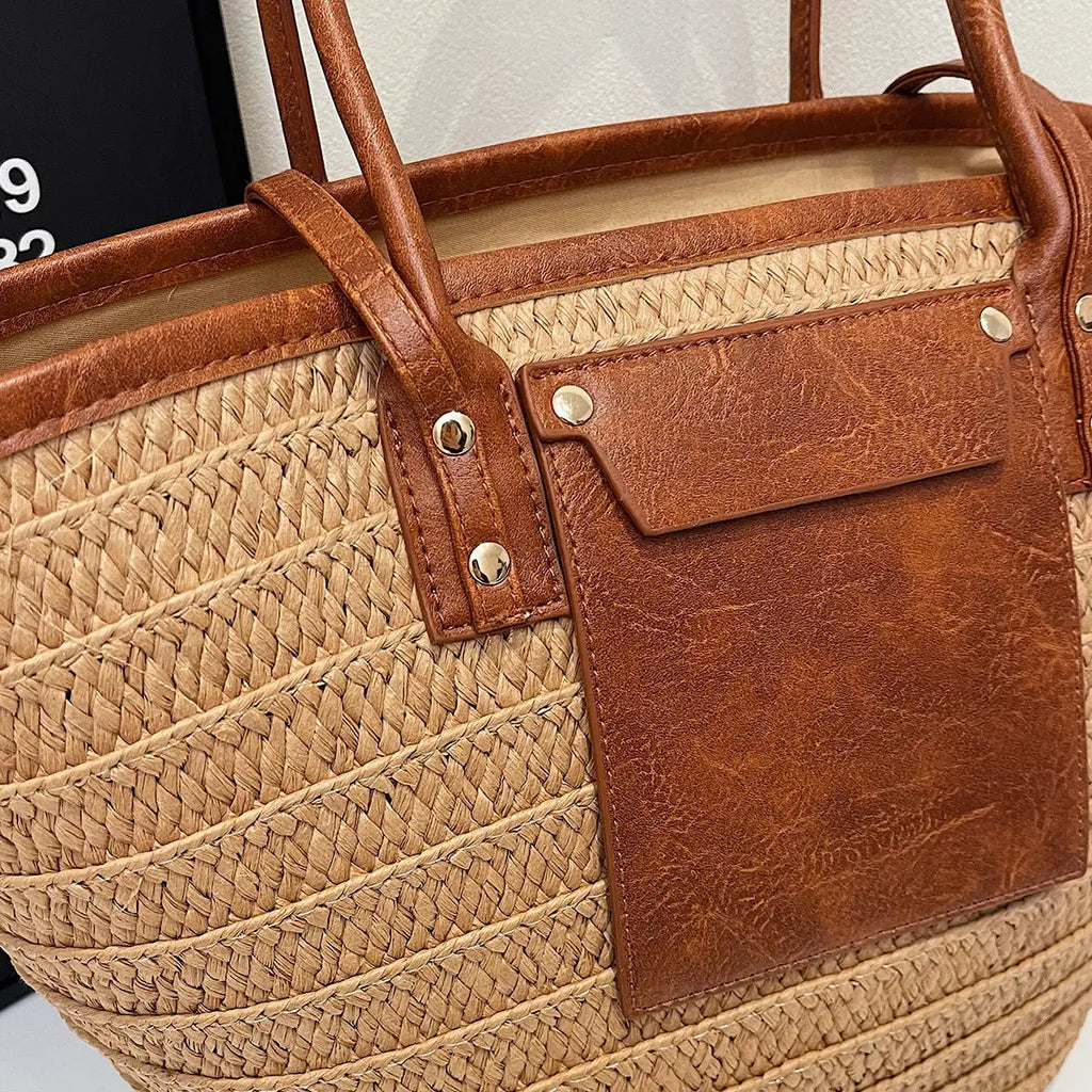 Sac cabas de plage en paille tressée - LSDLBoutique