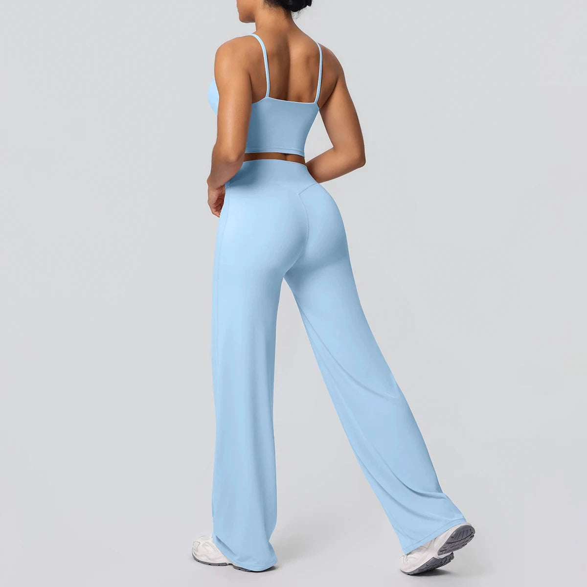 Women's Backless Sports Top and High-Waisted Pants Set