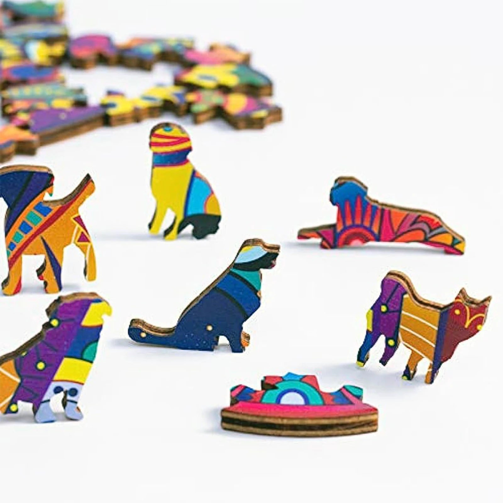 Floral & Animal Pattern Wooden Puzzle – Unique Flower