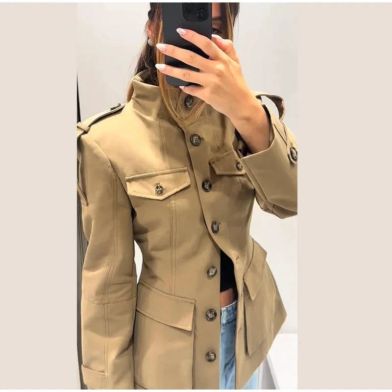 Veste pilote femme marron – Zip et revers - LSDLBoutique