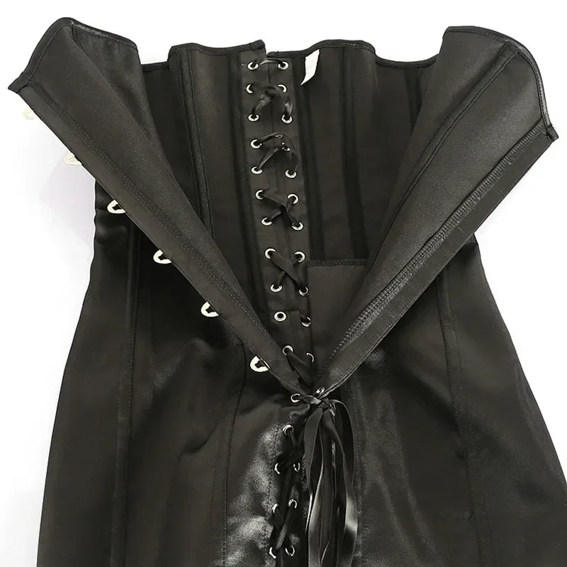 Satin Lace-Up Overbust Corset Gothic Style – Plus Size