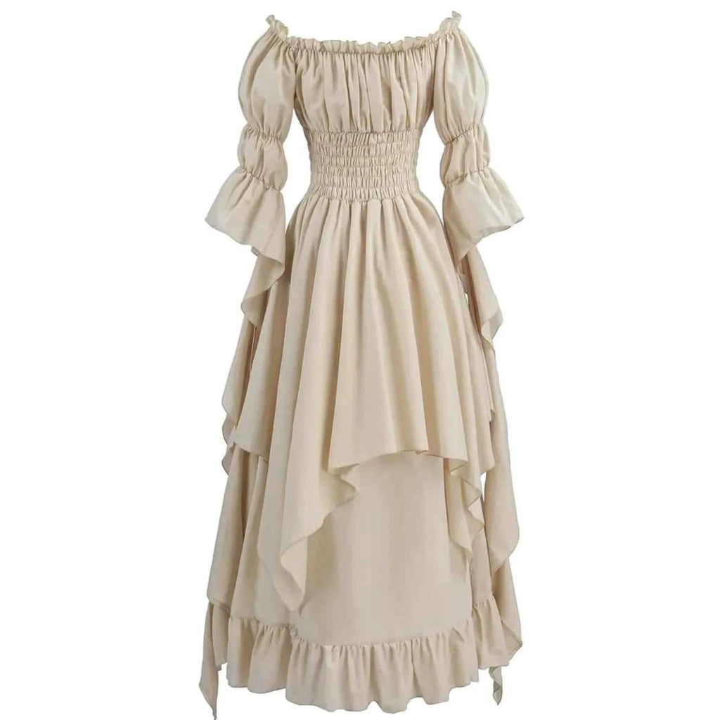 Robe longue style médiéval manches longues encolure élastique - LSDLBoutique