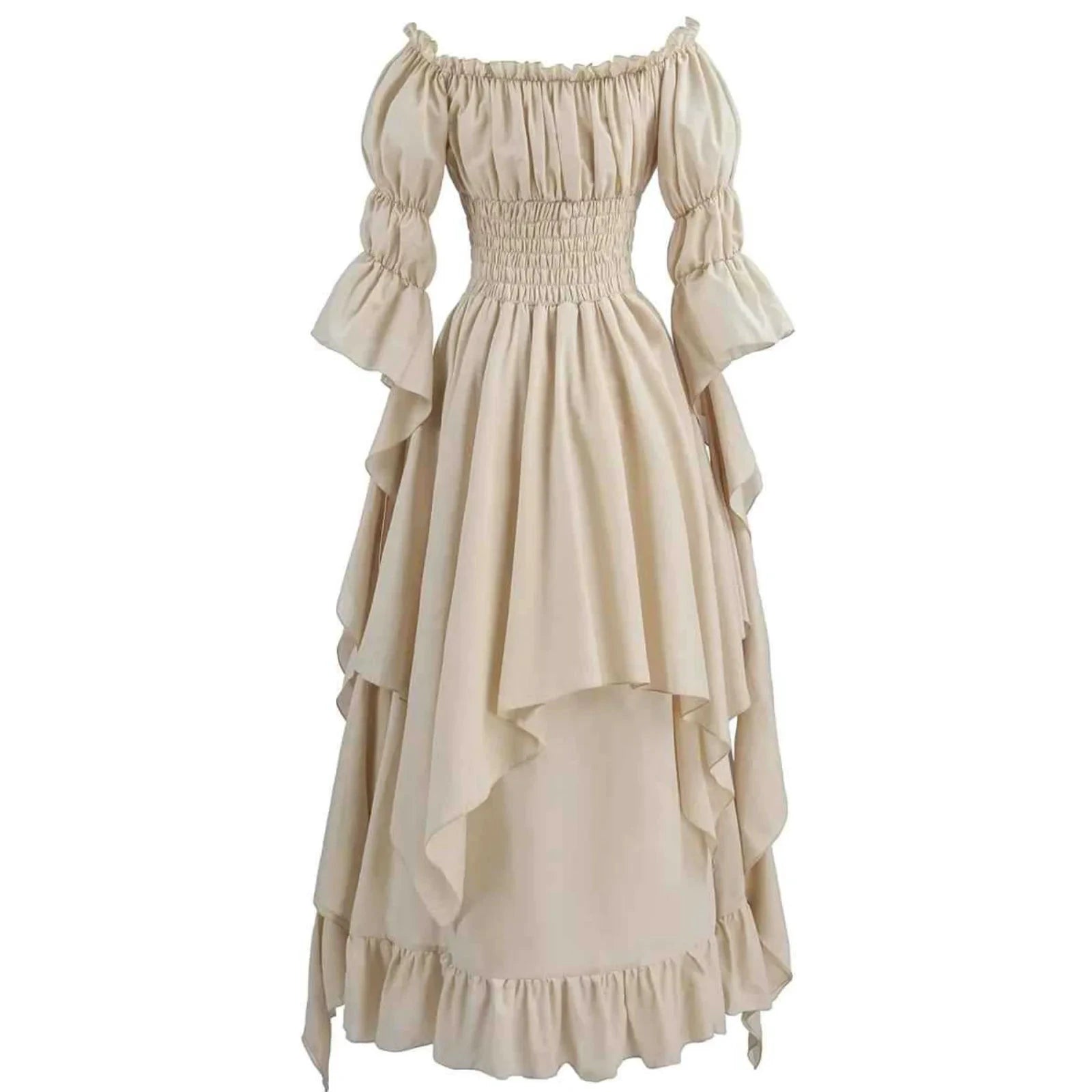 Robe longue style médiéval manches longues encolure élastique - LSDLBoutique