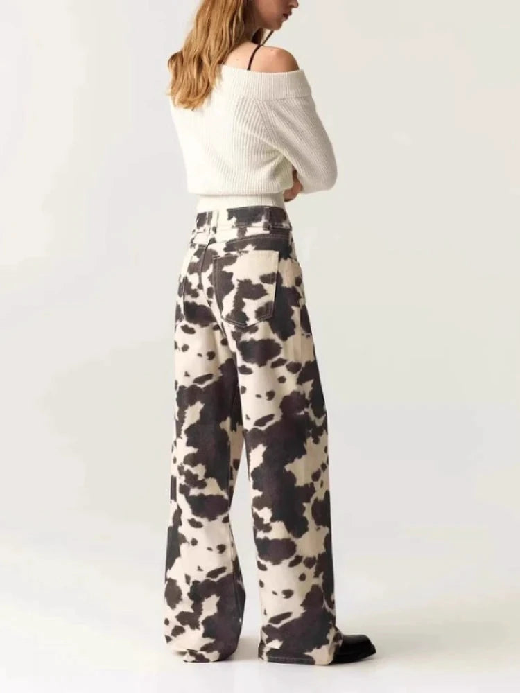 Jean Femme Vintage Imprimé Vache Y2K Baggy Denim - LSDLBoutique