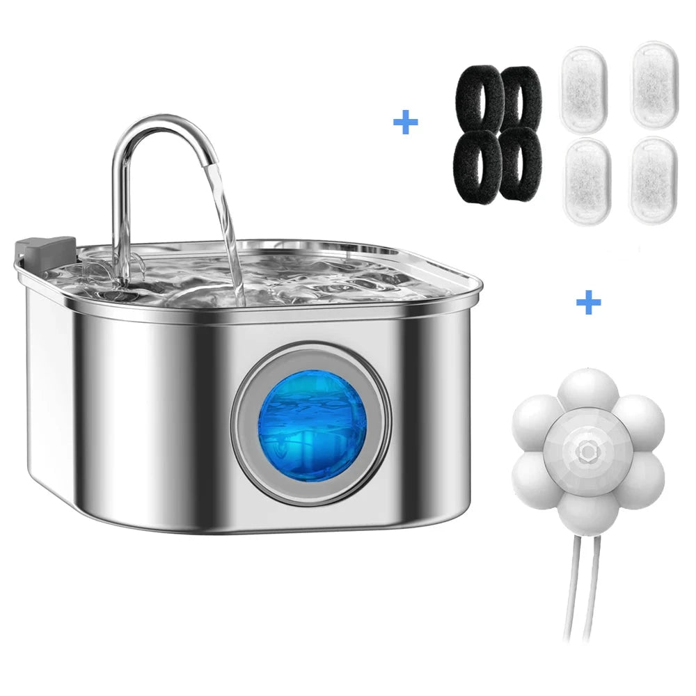 Distributeur automatique chat avec fontaine inox - LSDLBoutique