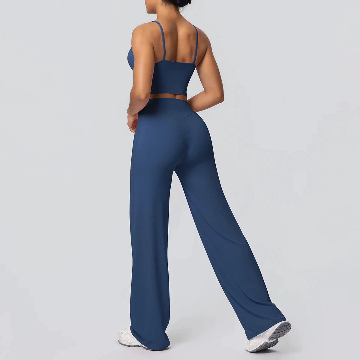 Women's Backless Sports Top and High-Waisted Pants Set