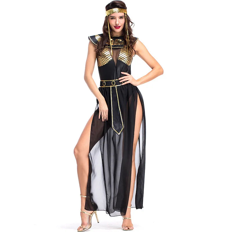 Costume Cléopâtre égyptienne – Robe dorée et coiffe – vue 3 | Les Secrets de Léa