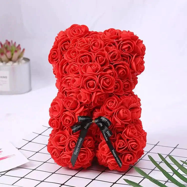 Ourson en roses éternelles avec boîte – 25 cm - LSDLBoutique