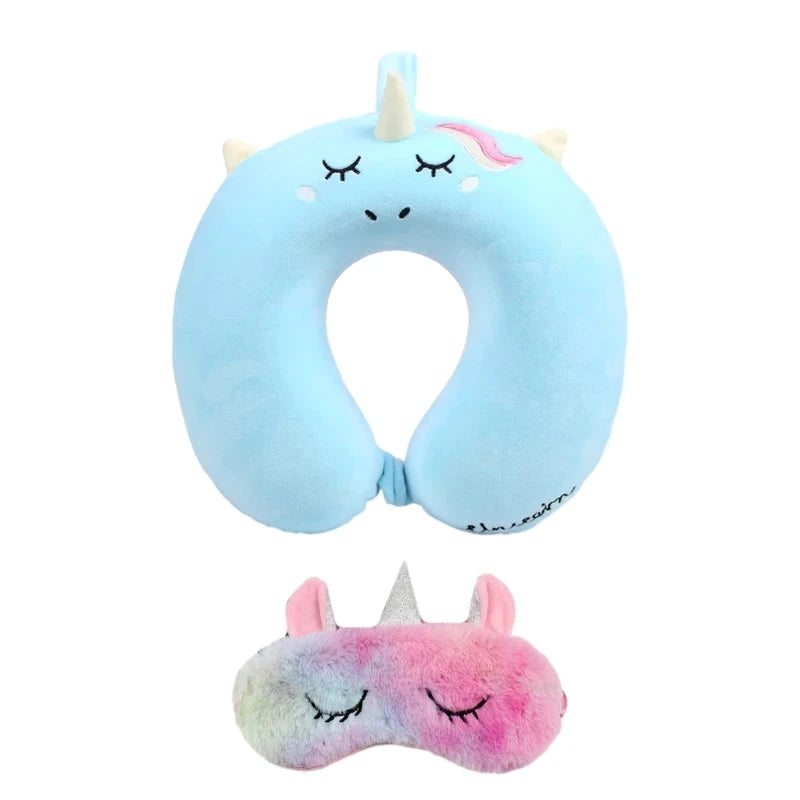 Oreiller de voyage mémoire avec masque yeux – Motif licorne - LSDLBoutique