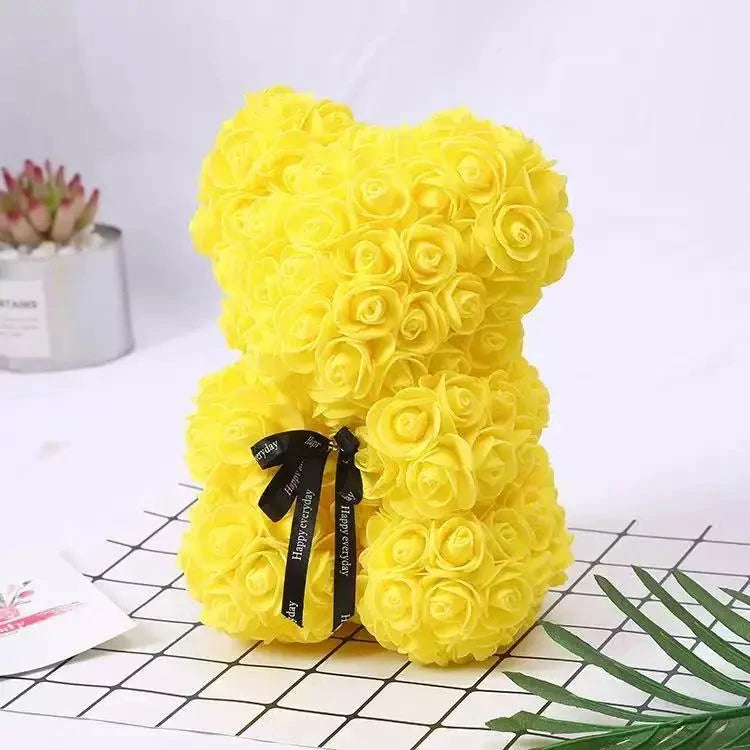 Les Secrets de Léa – Teddybär aus ewigen Rosen mit Schachtel – 25 cm