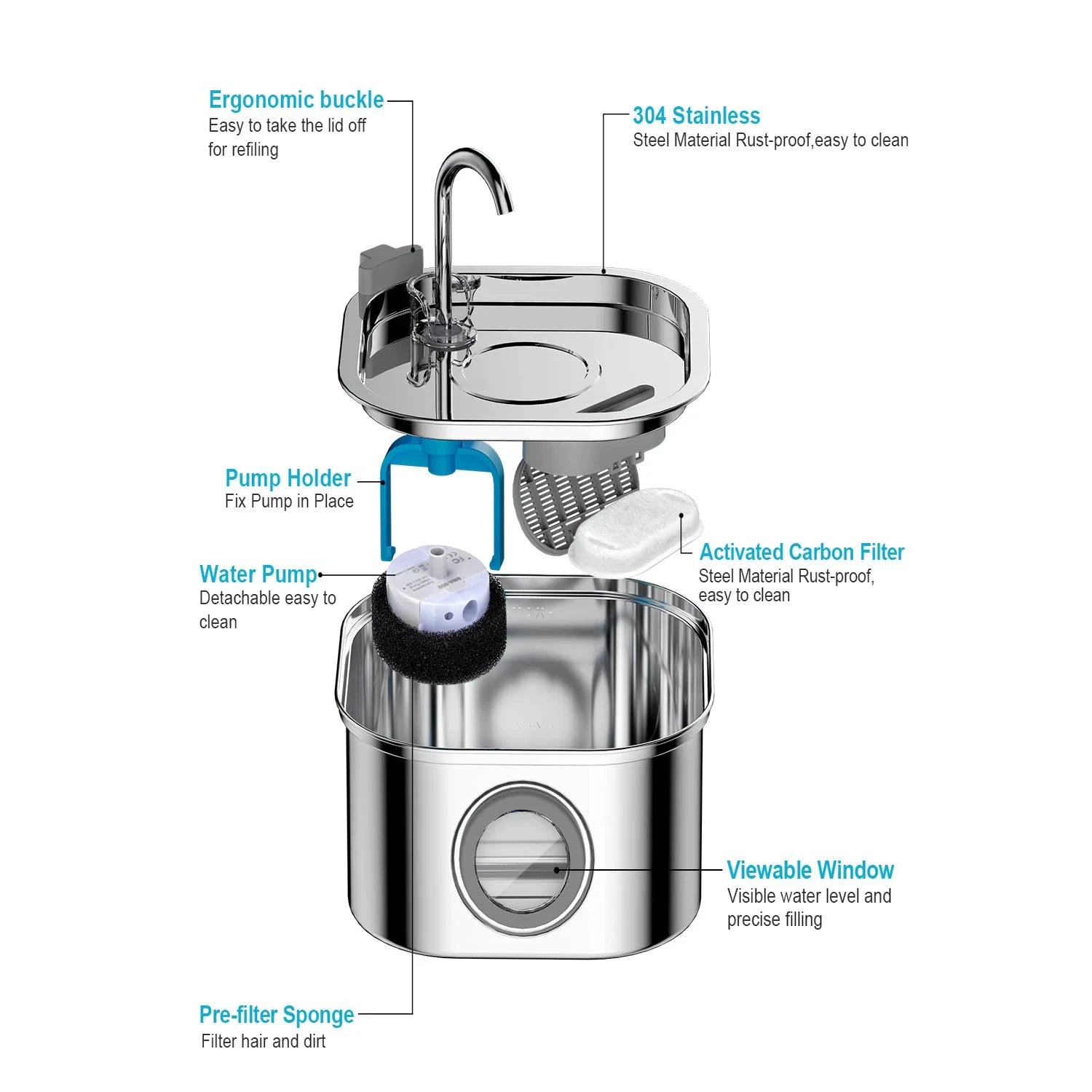 Distributeur automatique chat avec fontaine inox - LSDLBoutique