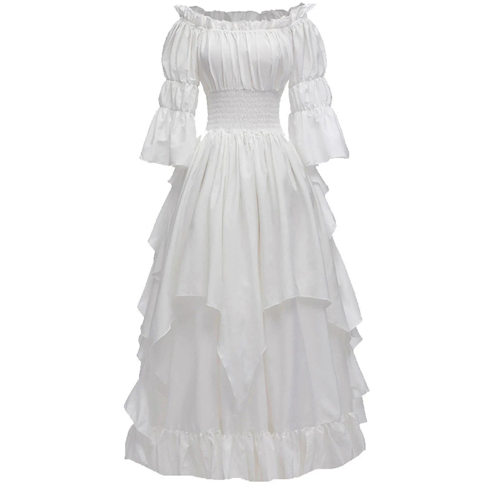 Robe longue style médiéval manches longues encolure élastique - LSDLBoutique