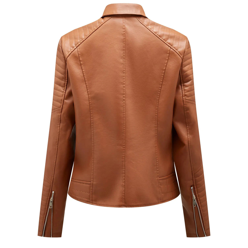 Veste Courte en Cuir Femme – Style Moto