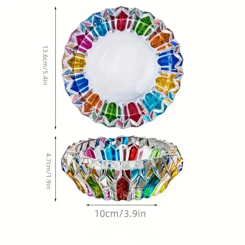 Cendrier en verre – Design circulaire coloré – Décoration maison et bureau