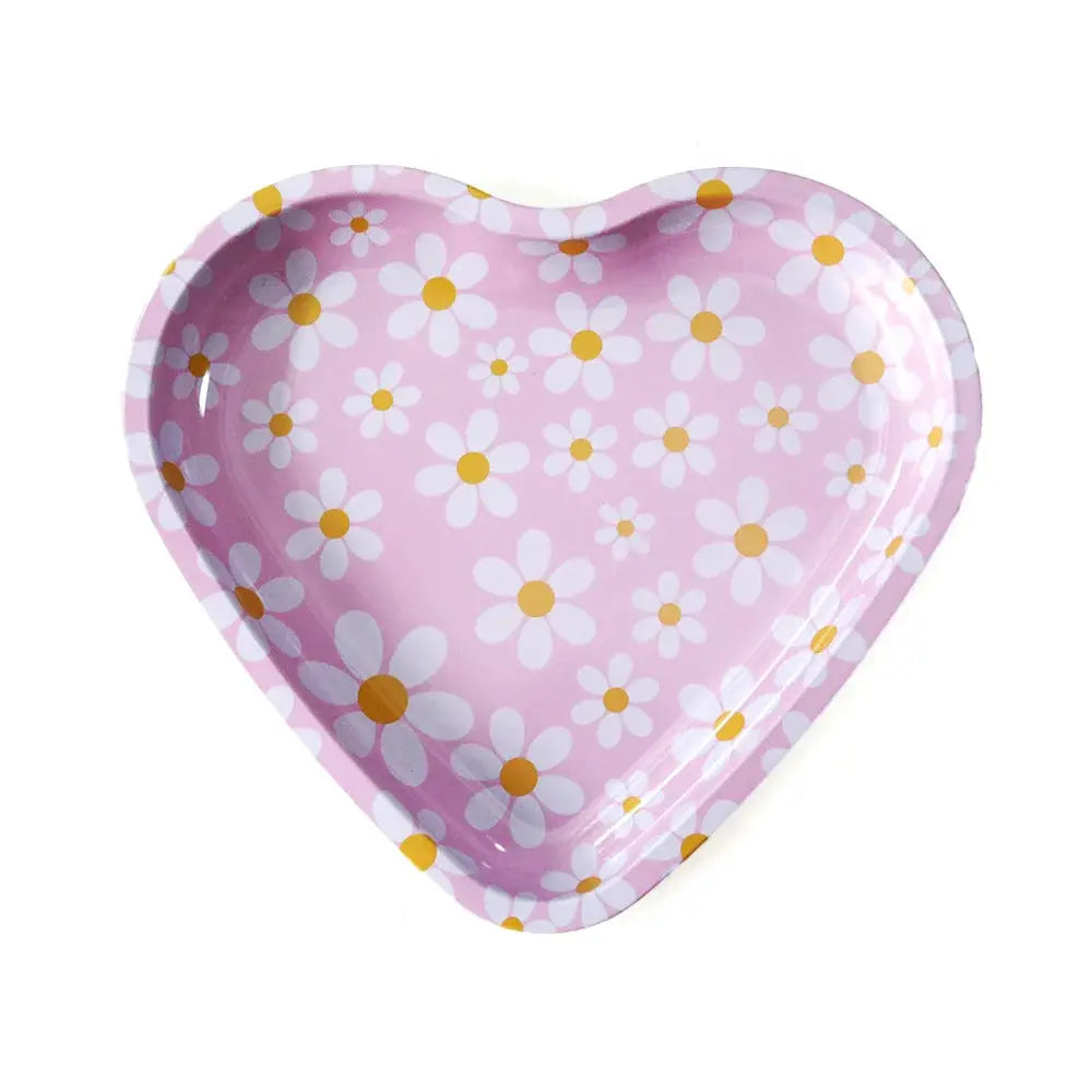 Plateau roulant en métal pour tabac – Forme coeur – 16.5x18 cm