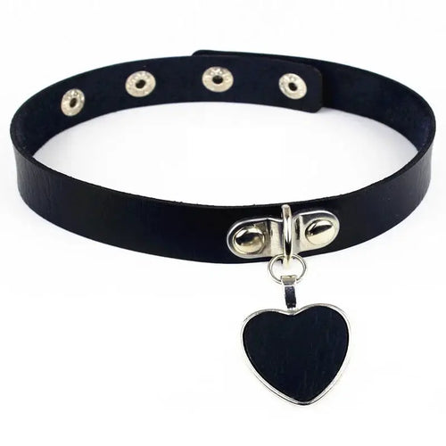 Collier ras du cou style gothique punk en cuir synthétique