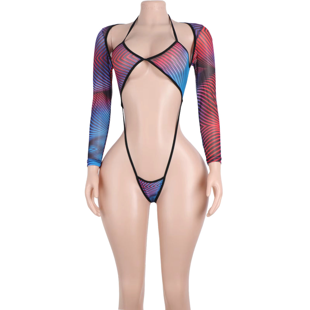 Les Secrets de Léa – Body en résille couture multicolore – Skully – vue 10