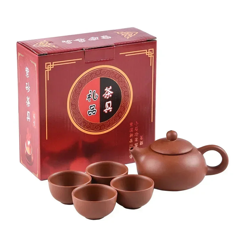 Kung Fu Ceramic Tea Set – 1 Teapot and 4 Cups