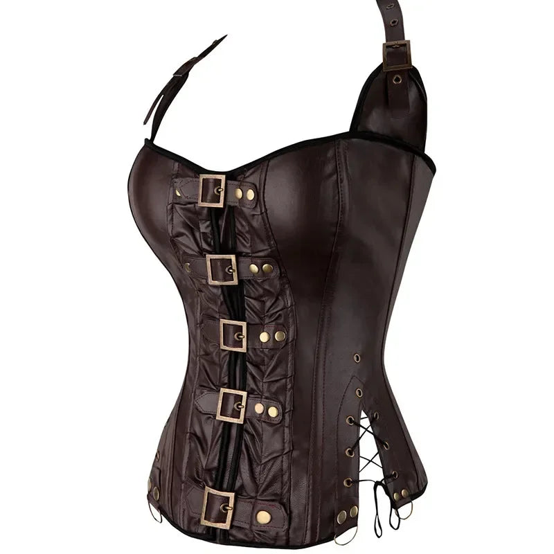 Rückenfreies Korsett aus Kunstleder Steampunk – Gothic-Punk-Stil