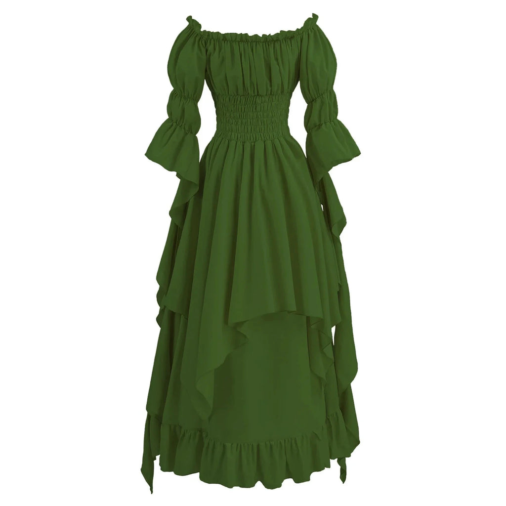 Robe longue style médiéval manches longues encolure élastique - LSDLBoutique