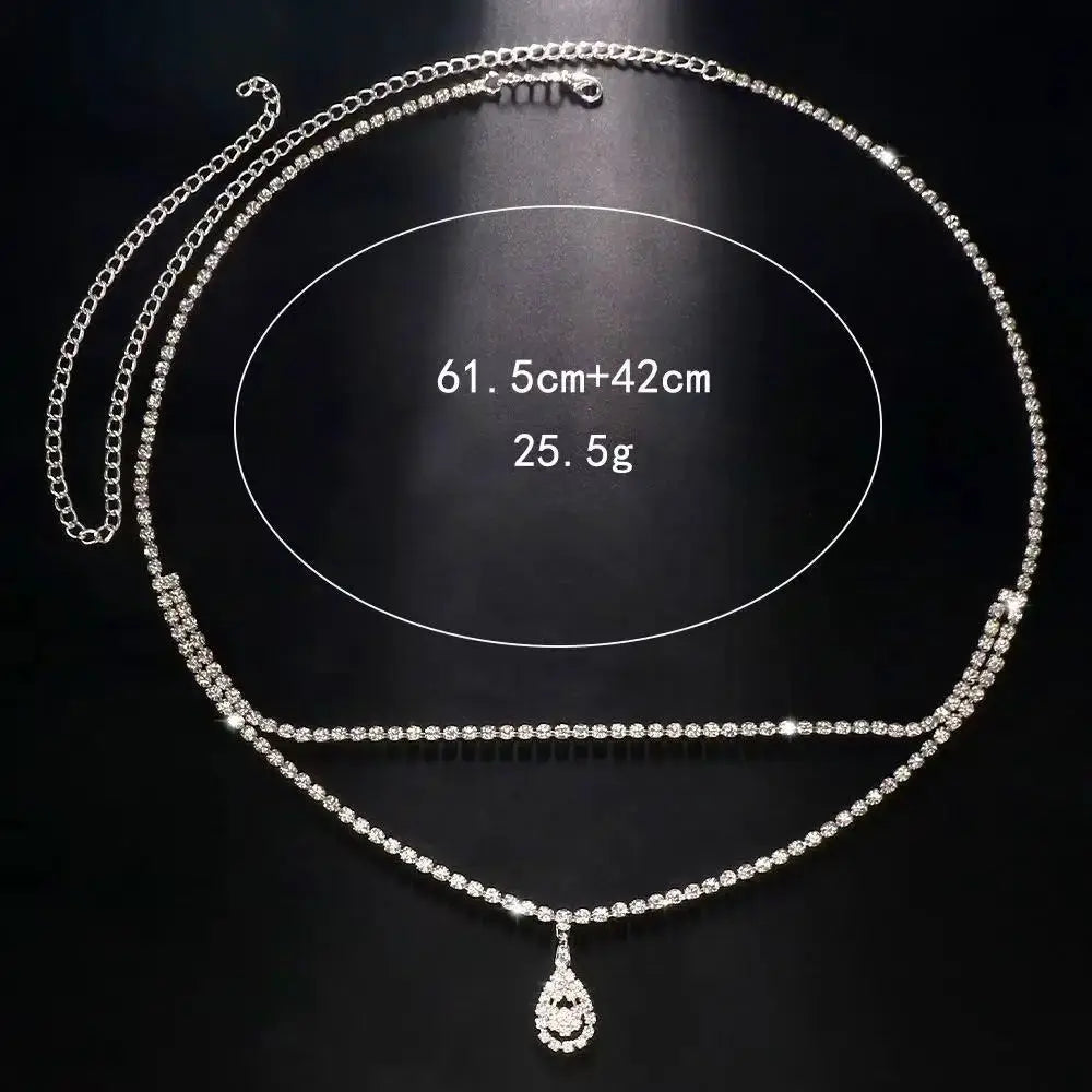 Chaîne de taille double rangée avec cristaux goutte d'eau - LSDLBoutique