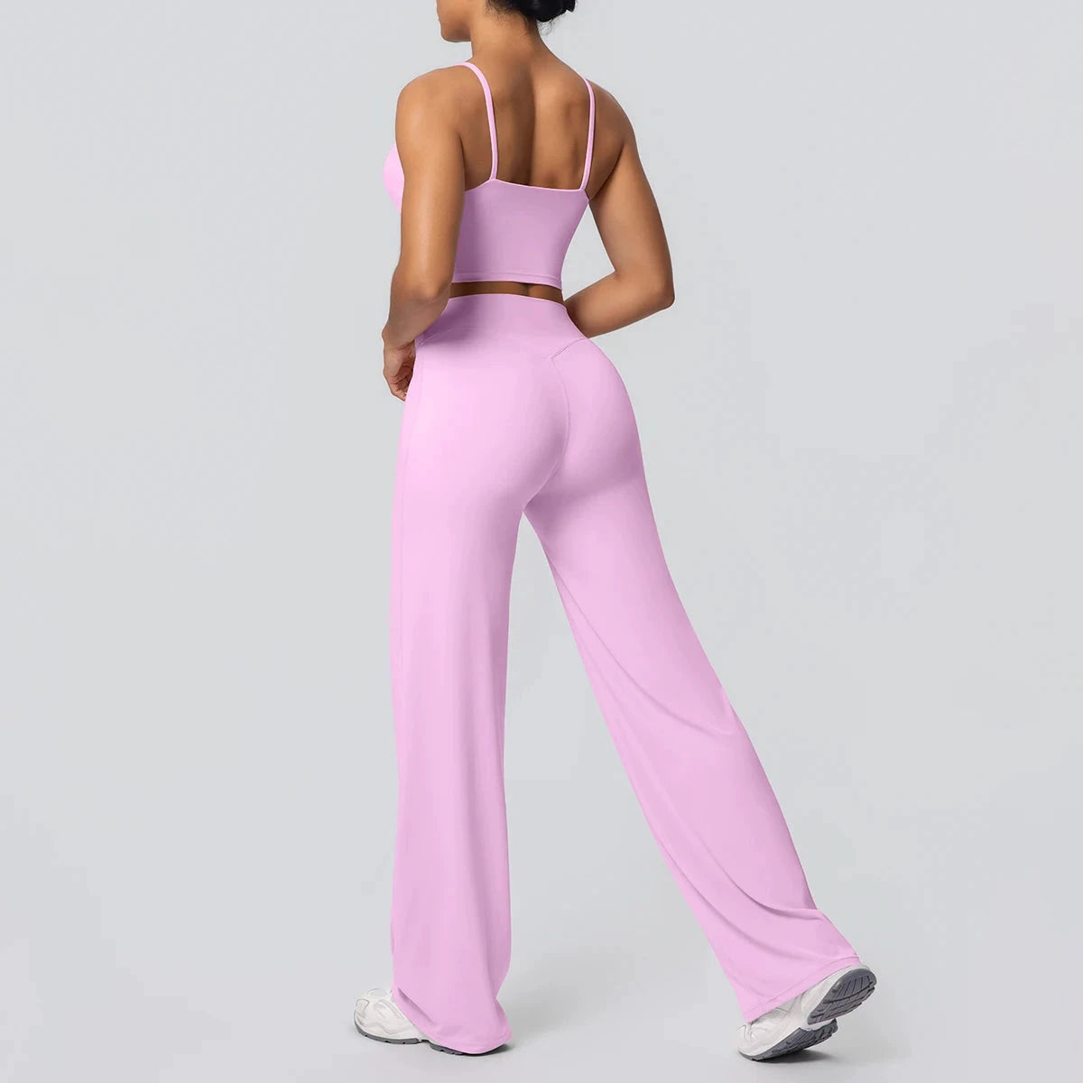 Women's Backless Sports Top and High-Waisted Pants Set
