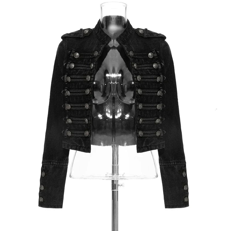 Veste en jean courte fendue à boutons amples - LSDLBoutique