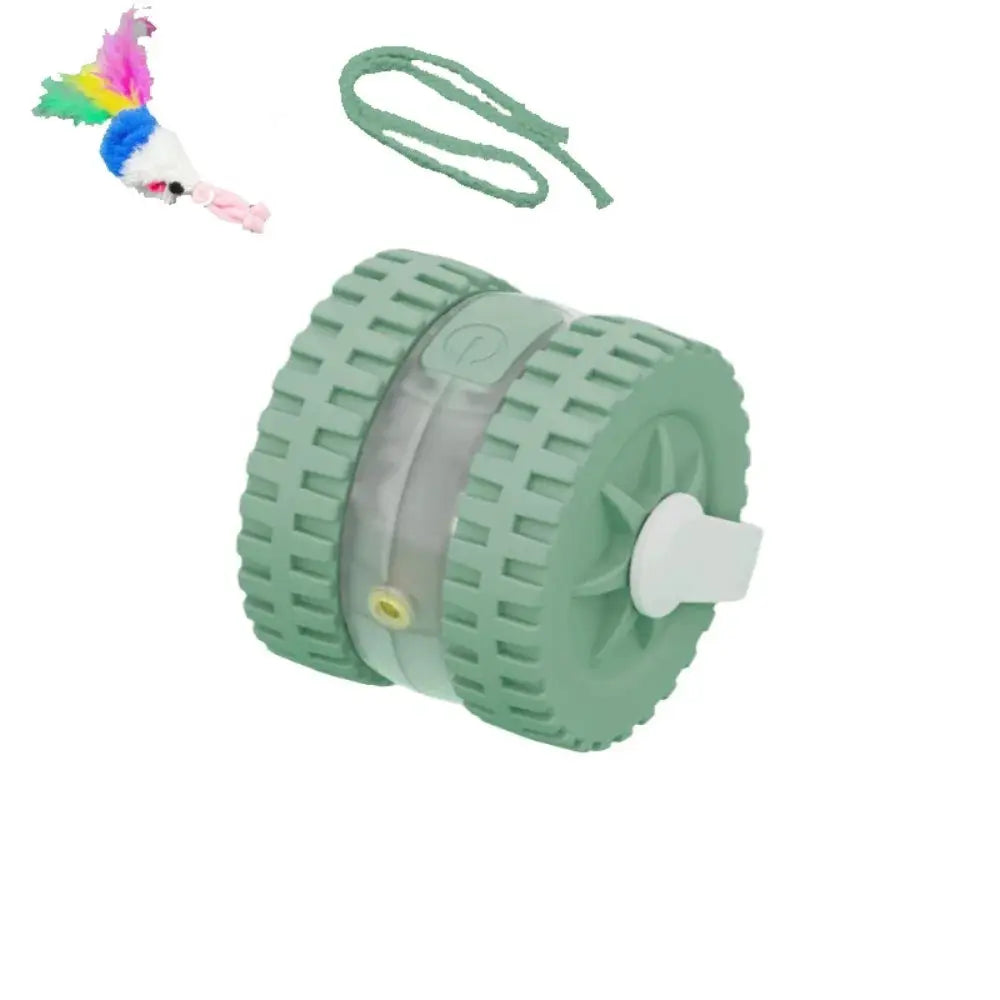 Jouet chat automatique vert à roue crantée, boule roulante, alimentation USB