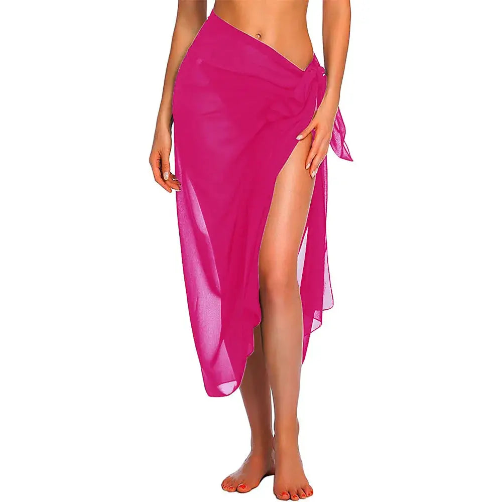 Sarong de plage long en rayonne fuchsia, paréo léger avec fente latérale LSDLBoutique